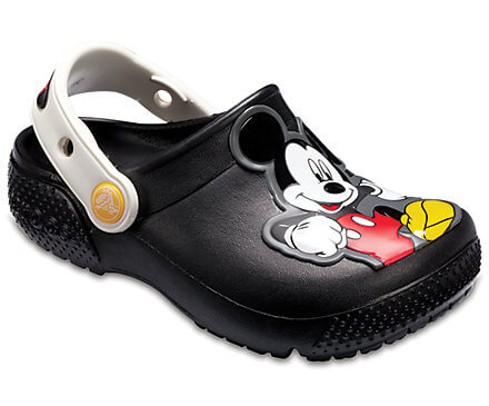 white crocs with mickey mouse holes