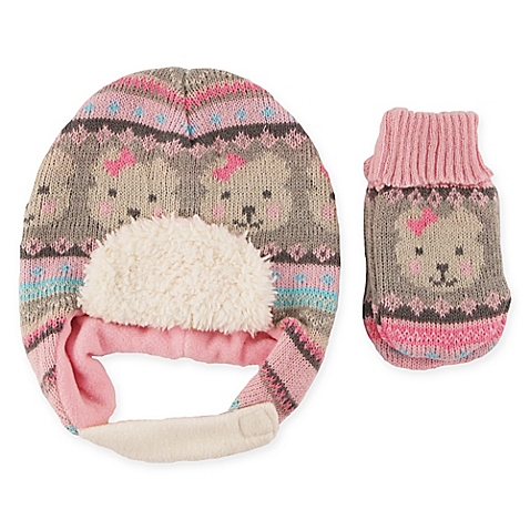 Rising Star Newborn Bear Hat and Mitten Set - best baby trapper hats