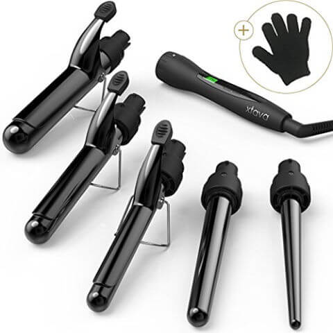 Xtava Satin Wave 5-in-1 Curling Iron and Wand Set