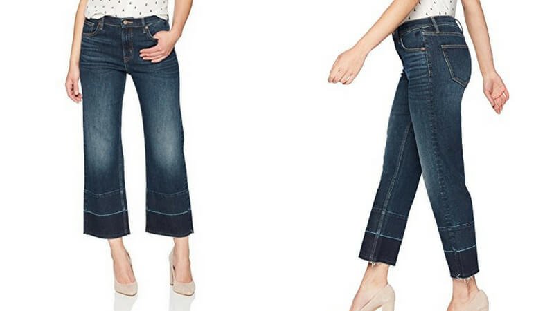 Denim Bloom Women's High Rise Wide Leg Released Hem Jeans